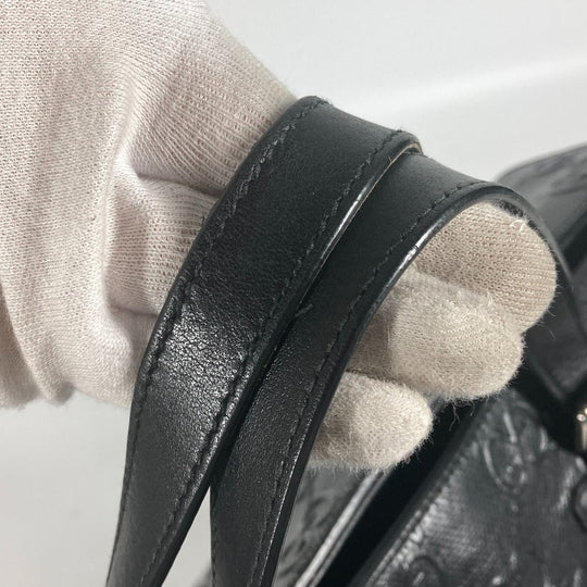 GUCCI Tote Bag 625772 leather black Shoulder Bag Boston Duffel bag GG emboss unisex(Unisex) Used Authentic