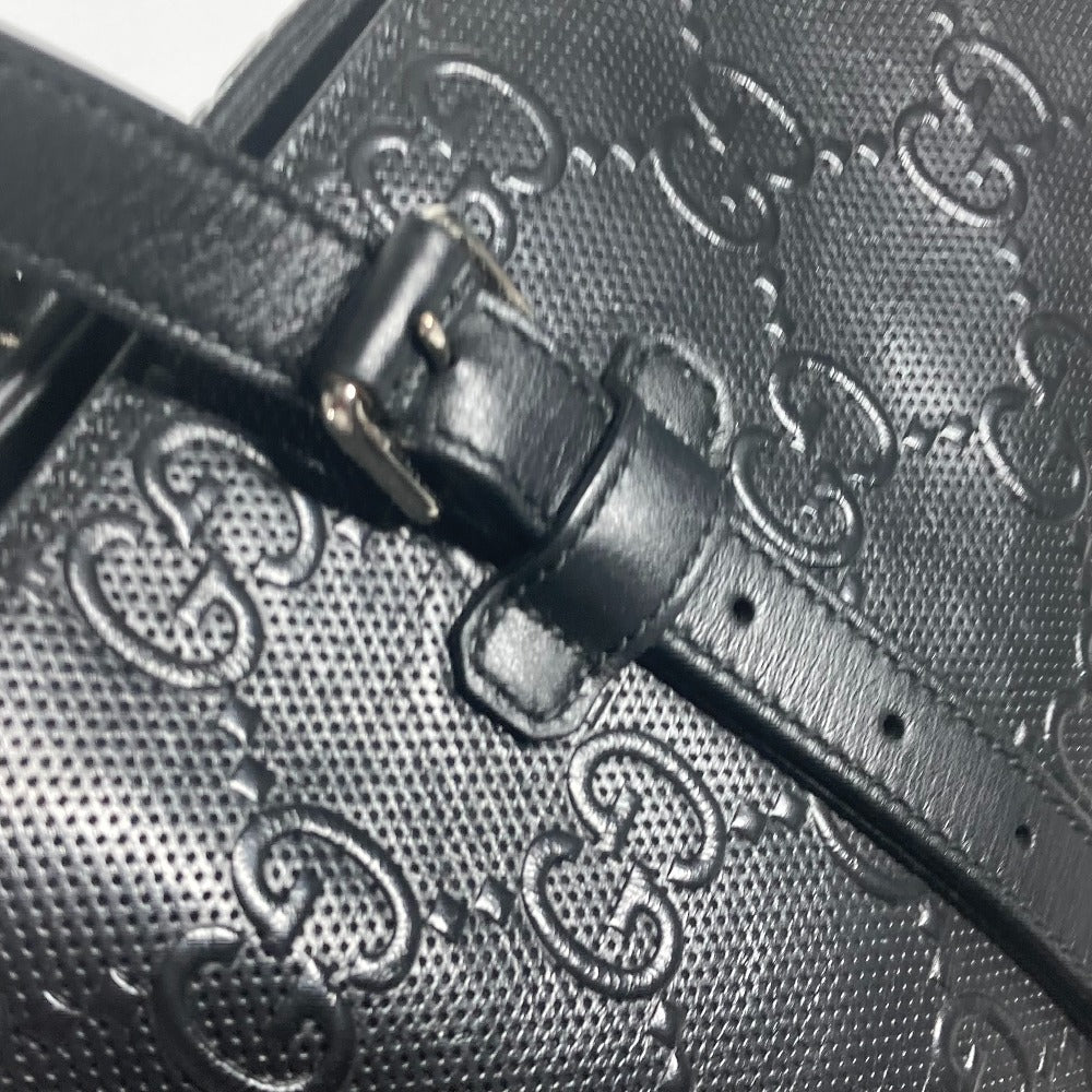 GUCCI Tote Bag 625772 leather black Shoulder Bag Boston Duffel bag GG emboss unisex(Unisex) Used Authentic