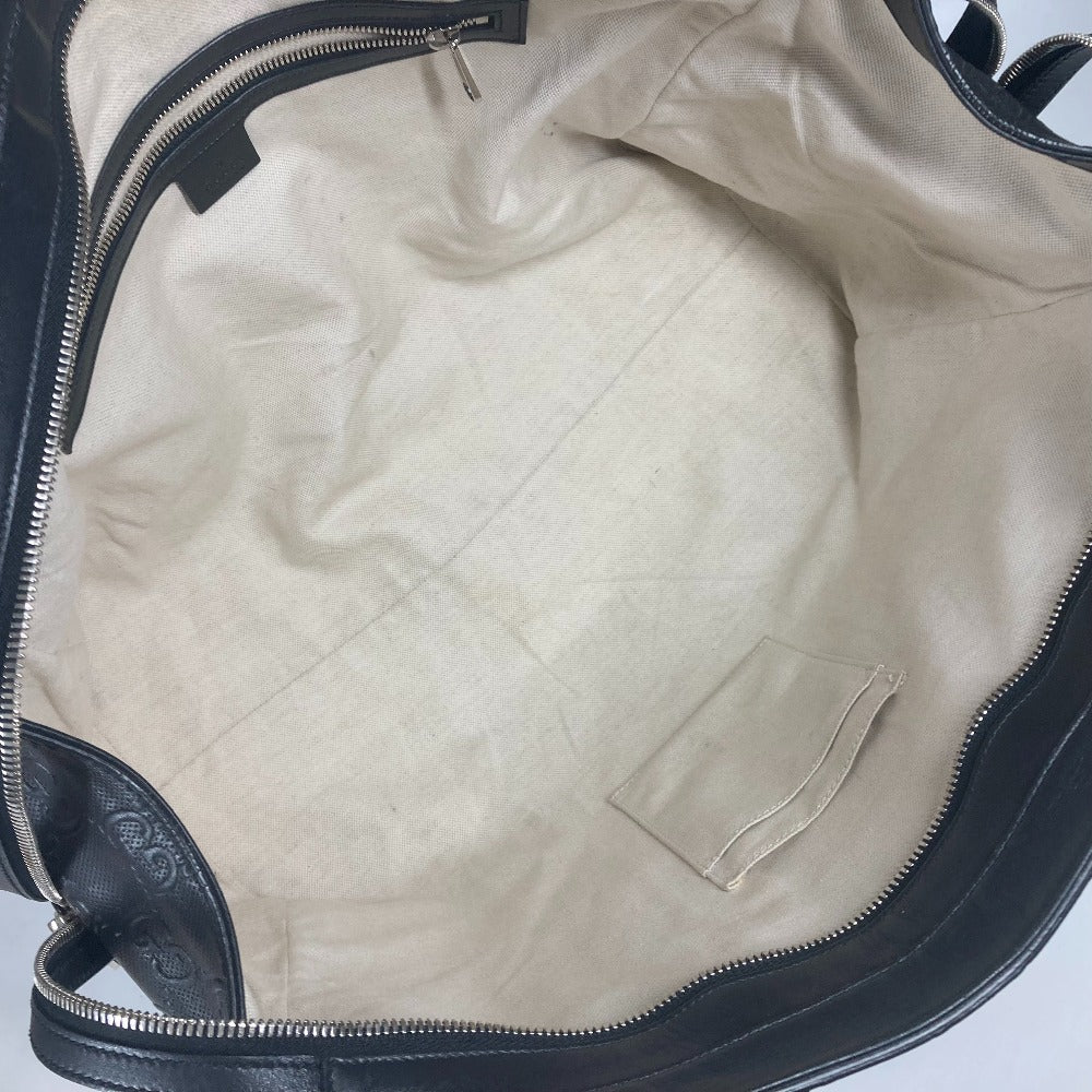 GUCCI Tote Bag 625772 leather black Shoulder Bag Boston Duffel bag GG emboss unisex(Unisex) Used Authentic