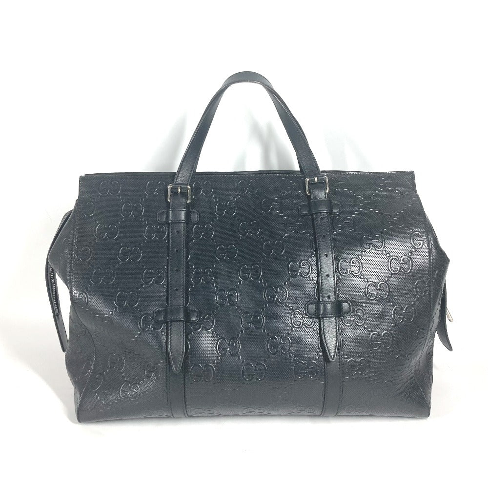 GUCCI Tote Bag 625772 leather black Shoulder Bag Boston Duffel bag GG emboss unisex(Unisex) Used Authentic