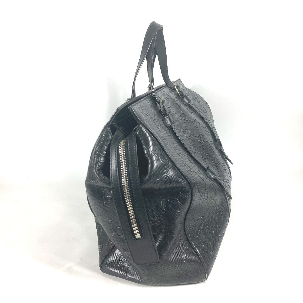 GUCCI Tote Bag 625772 leather black Shoulder Bag Boston Duffel bag GG emboss unisex(Unisex) Used Authentic