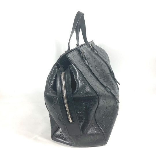 GUCCI Tote Bag 625772 leather black Shoulder Bag Boston Duffel bag GG emboss unisex(Unisex) Used Authentic