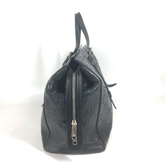 GUCCI Tote Bag 625772 leather black Shoulder Bag Boston Duffel bag GG emboss unisex(Unisex) Used Authentic