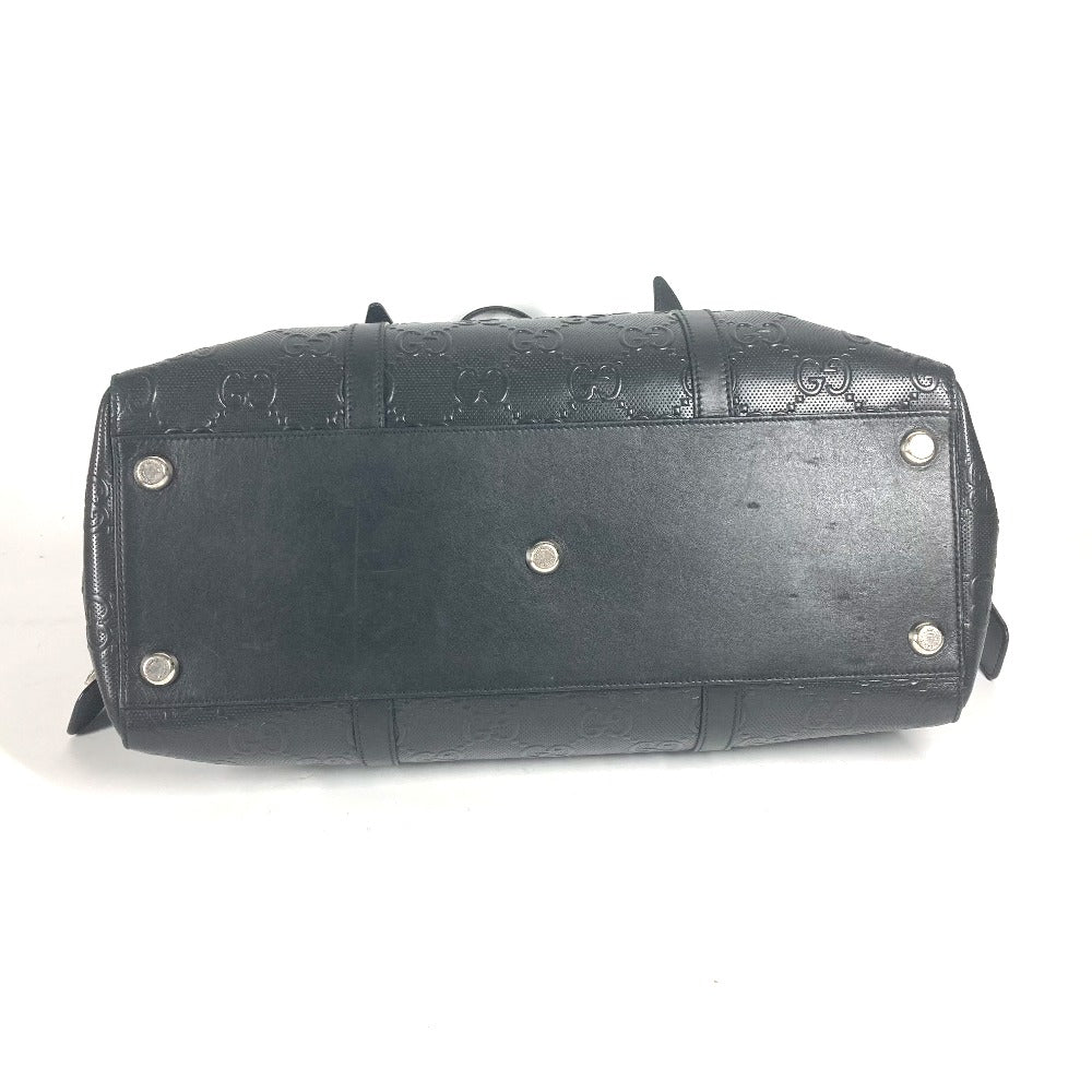 GUCCI Tote Bag 625772 leather black Shoulder Bag Boston Duffel bag GG emboss unisex(Unisex) Used Authentic