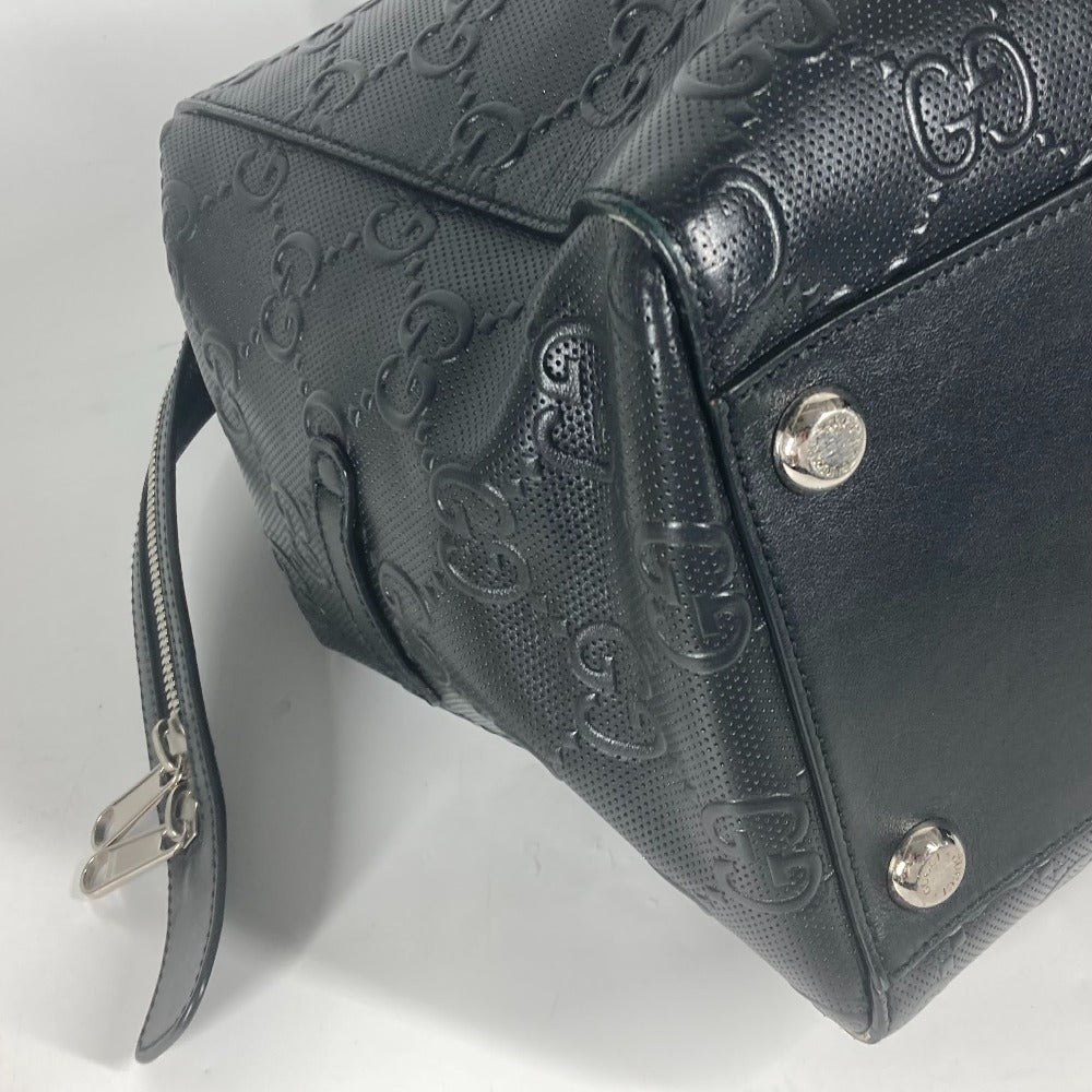 GUCCI Tote Bag 625772 leather black Shoulder Bag Boston Duffel bag GG emboss unisex(Unisex) Used Authentic