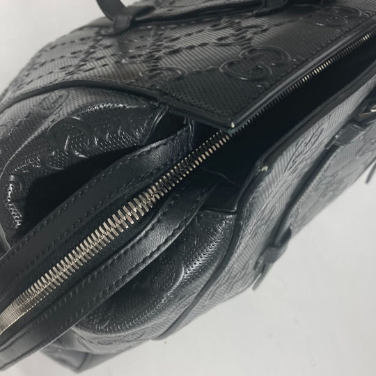 GUCCI Tote Bag 625772 leather black Shoulder Bag Boston Duffel bag GG emboss unisex(Unisex) Used Authentic