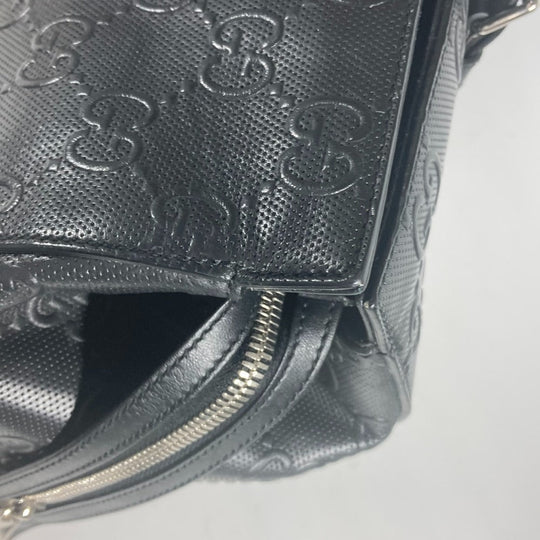 GUCCI Tote Bag 625772 leather black Shoulder Bag Boston Duffel bag GG emboss unisex(Unisex) Used Authentic