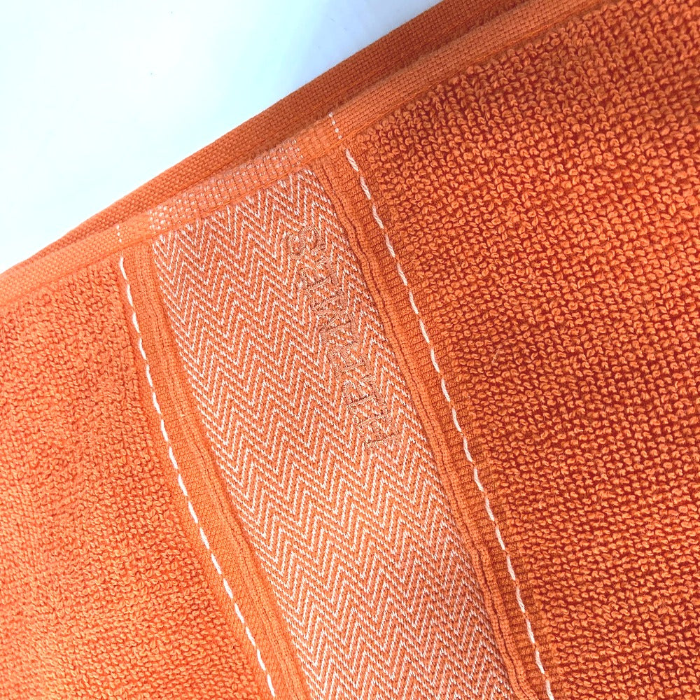 HERMES towel cotton Orange fringe Sailing Women Used Authentic