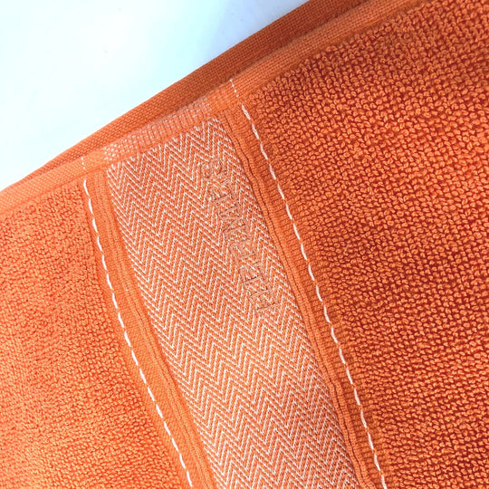 HERMES towel cotton Orange fringe Sailing Women Used Authentic