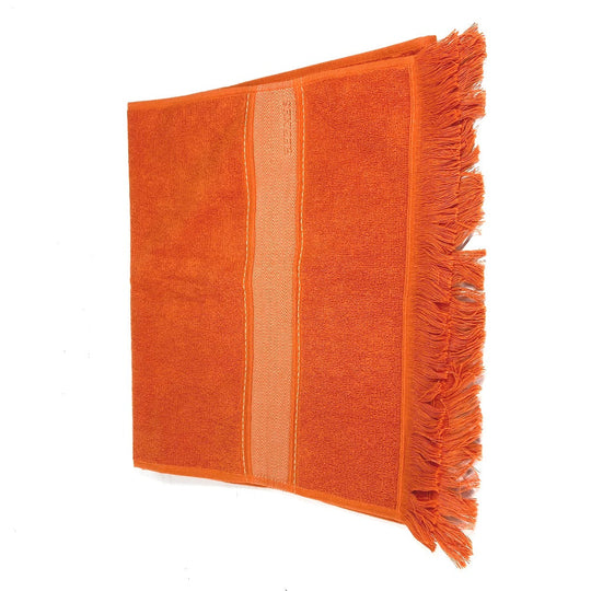 HERMES towel cotton Orange fringe Sailing Women Used Authentic