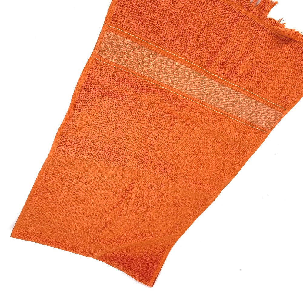 HERMES towel cotton Orange fringe Sailing Women Used Authentic