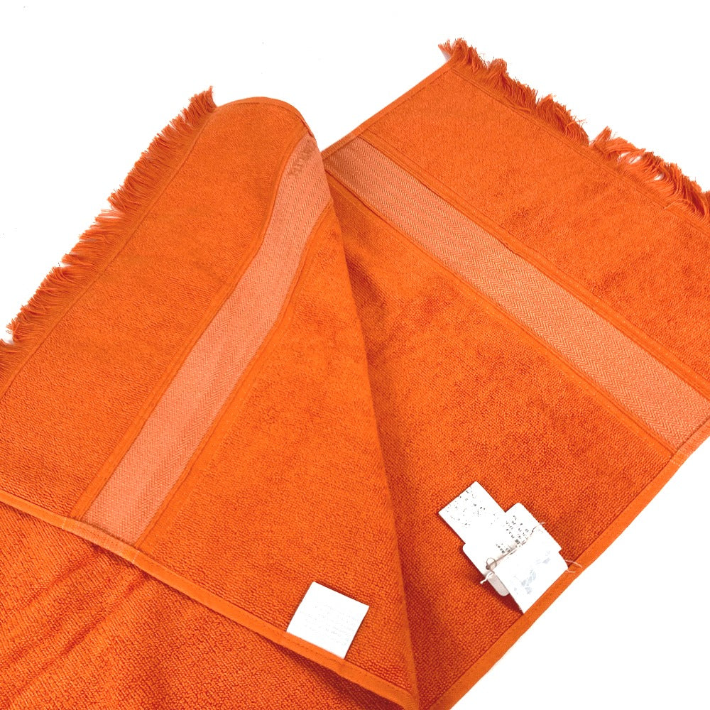 HERMES towel cotton Orange fringe Sailing Women Used Authentic