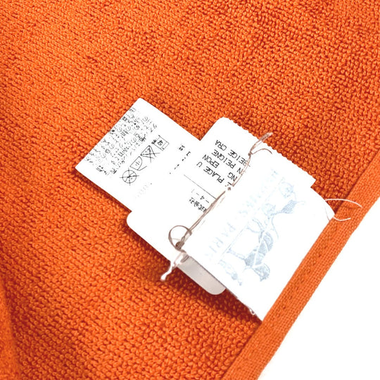 HERMES towel cotton Orange fringe Sailing Women Used Authentic