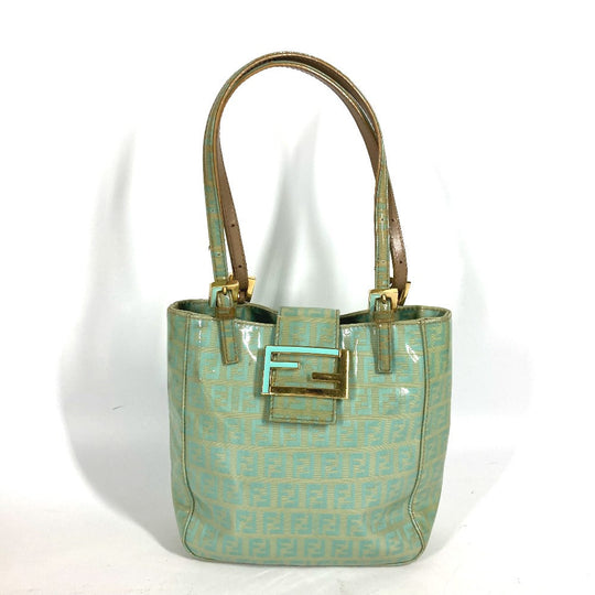 FENDI Shoulder Bag enamel green vintage logo zucca