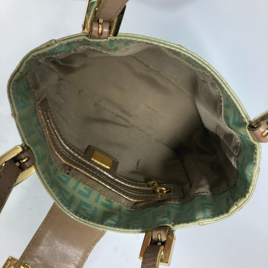 FENDI Shoulder Bag enamel green vintage logo zucca