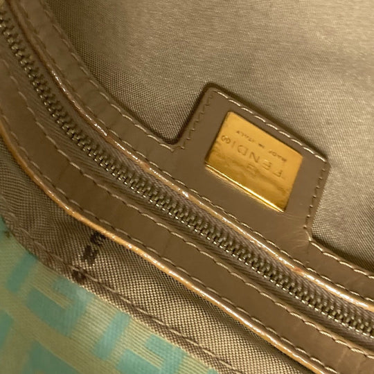 FENDI Shoulder Bag enamel green vintage logo zucca