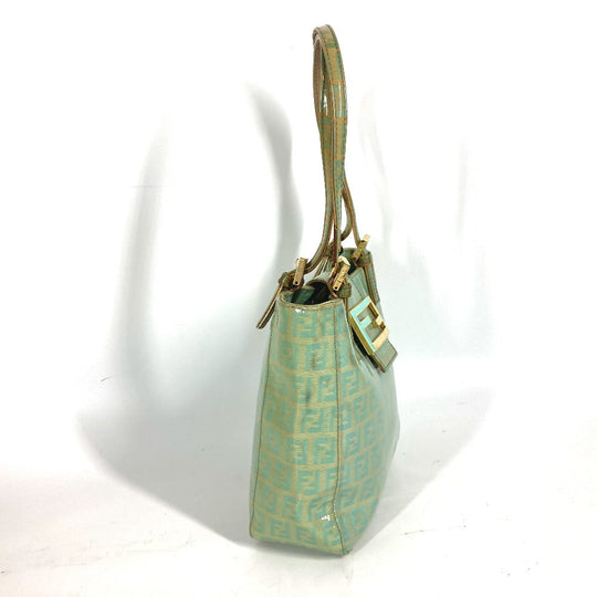 FENDI Shoulder Bag enamel green vintage logo zucca