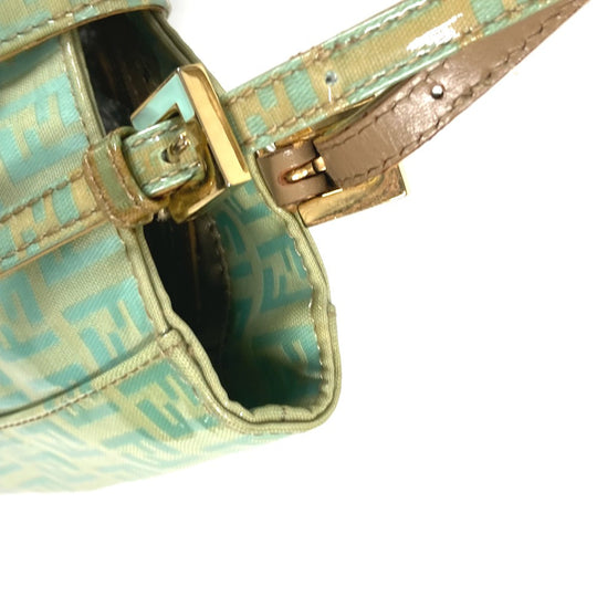 FENDI Shoulder Bag enamel green vintage logo zucca