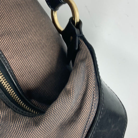 FENDI Shoulder Bag Canvas / leather Brown bag shawl Ribbon Ribon Women Used Authentic