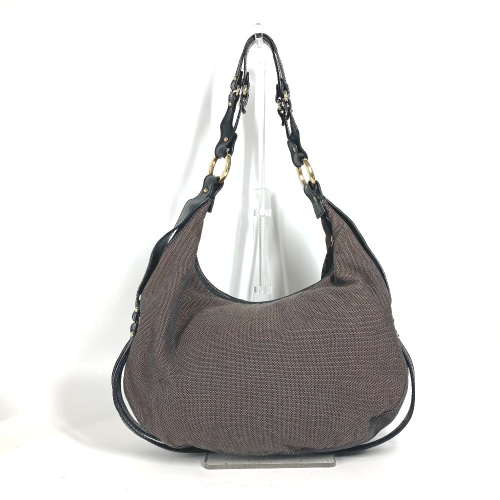 FENDI Shoulder Bag Canvas / leather Brown bag shawl Ribbon Ribon Women Used Authentic