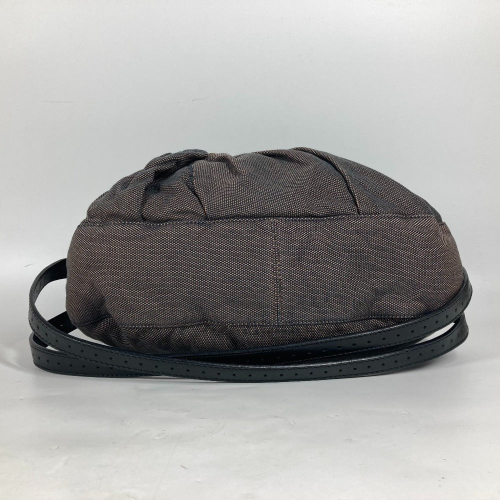 FENDI Shoulder Bag Canvas / leather Brown bag shawl Ribbon Ribon Women Used Authentic