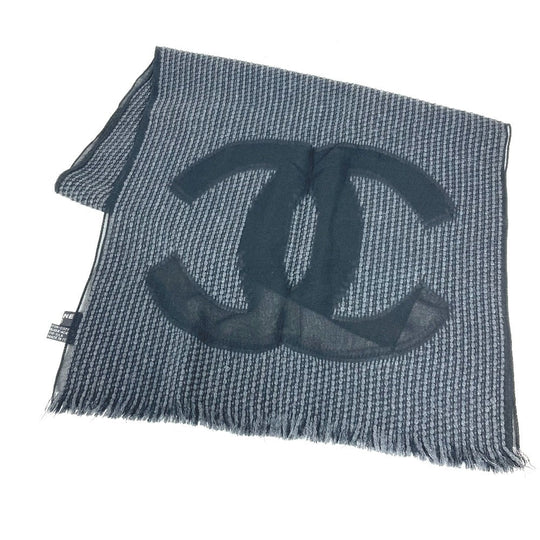 CHANEL Stall Cotton, Acrylic, Silk black CC COCO Mark