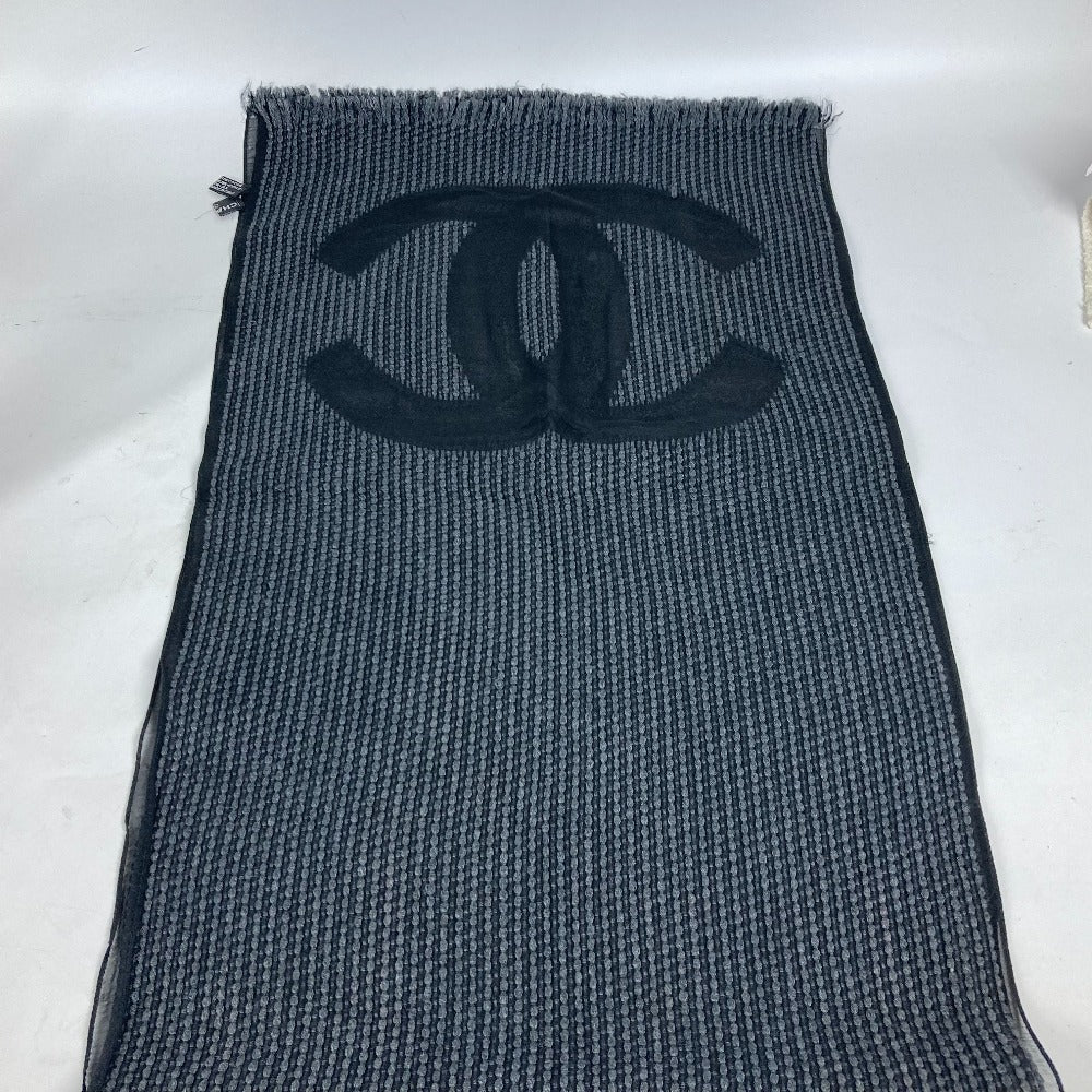CHANEL Stall Cotton, Acrylic, Silk black CC COCO Mark
