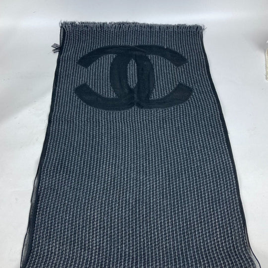 CHANEL Stall Cotton, Acrylic, Silk black CC COCO Mark