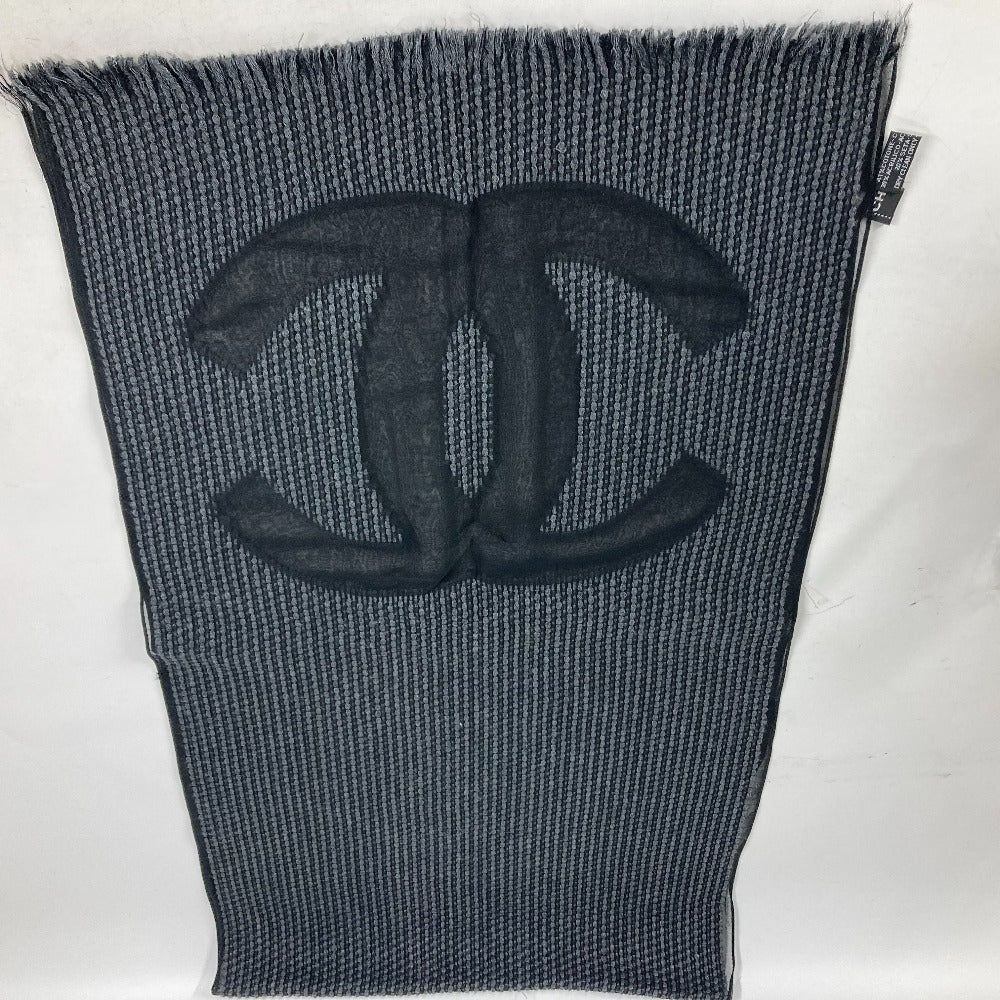 CHANEL Stall Cotton, Acrylic, Silk black CC COCO Mark