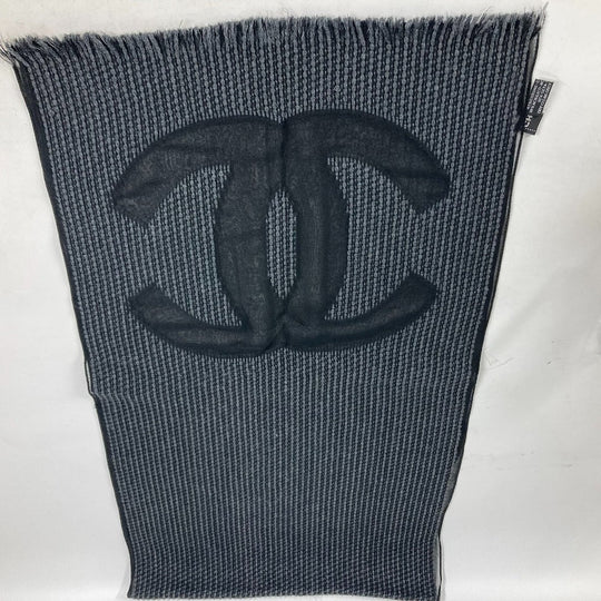 CHANEL Stall Cotton, Acrylic, Silk black CC COCO Mark