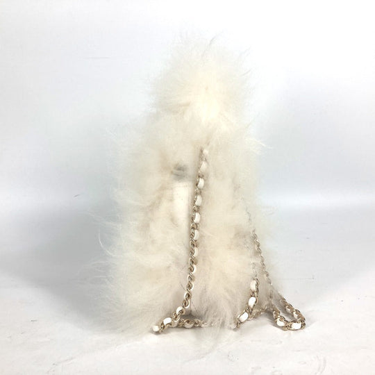 CHANEL Handbag Fur, Leather white Crossbody CC COCO Mark Matelasse Women Used Authentic