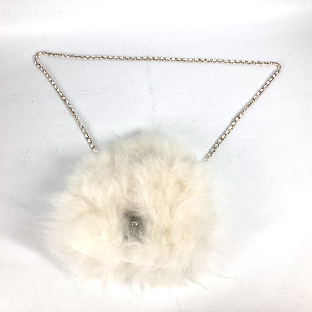 CHANEL Handbag Fur, Leather white Crossbody CC COCO Mark Matelasse Women Used Authentic