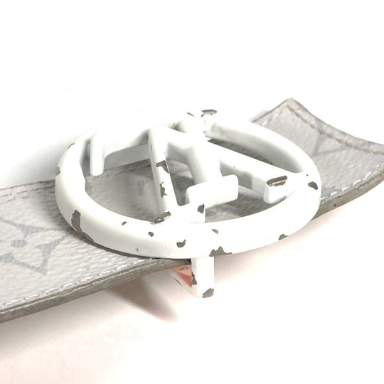 LOUIS VUITTON belt M0169S Monogram canvas white Monogram Santur LV Circle Initial mens 100 Used Authentic