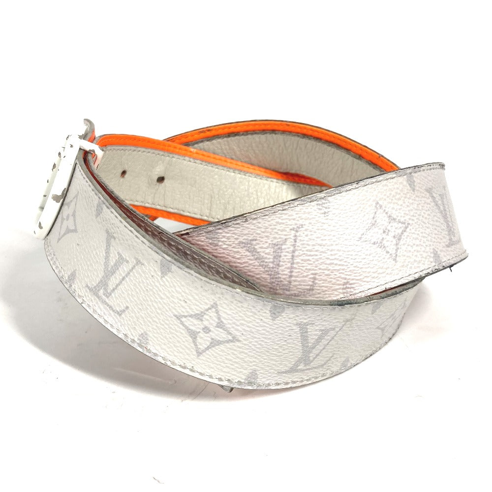LOUIS VUITTON belt M0169S Monogram canvas white Monogram Santur LV Circle Initial mens 100 Used Authentic