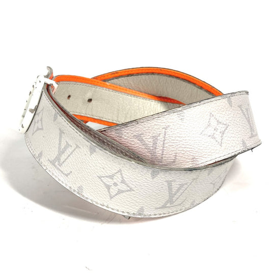 LOUIS VUITTON belt M0169S Monogram canvas white Monogram Santur LV Circle Initial mens 100 Used Authentic