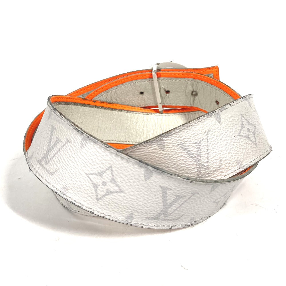 LOUIS VUITTON belt M0169S Monogram canvas white Monogram Santur LV Circle Initial mens 100 Used Authentic