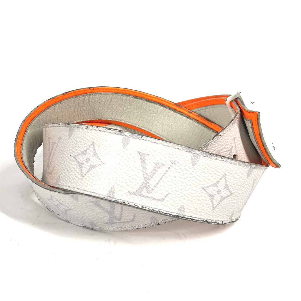 LOUIS VUITTON belt M0169S Monogram canvas white Monogram Santur LV Circle Initial mens 100 Used Authentic