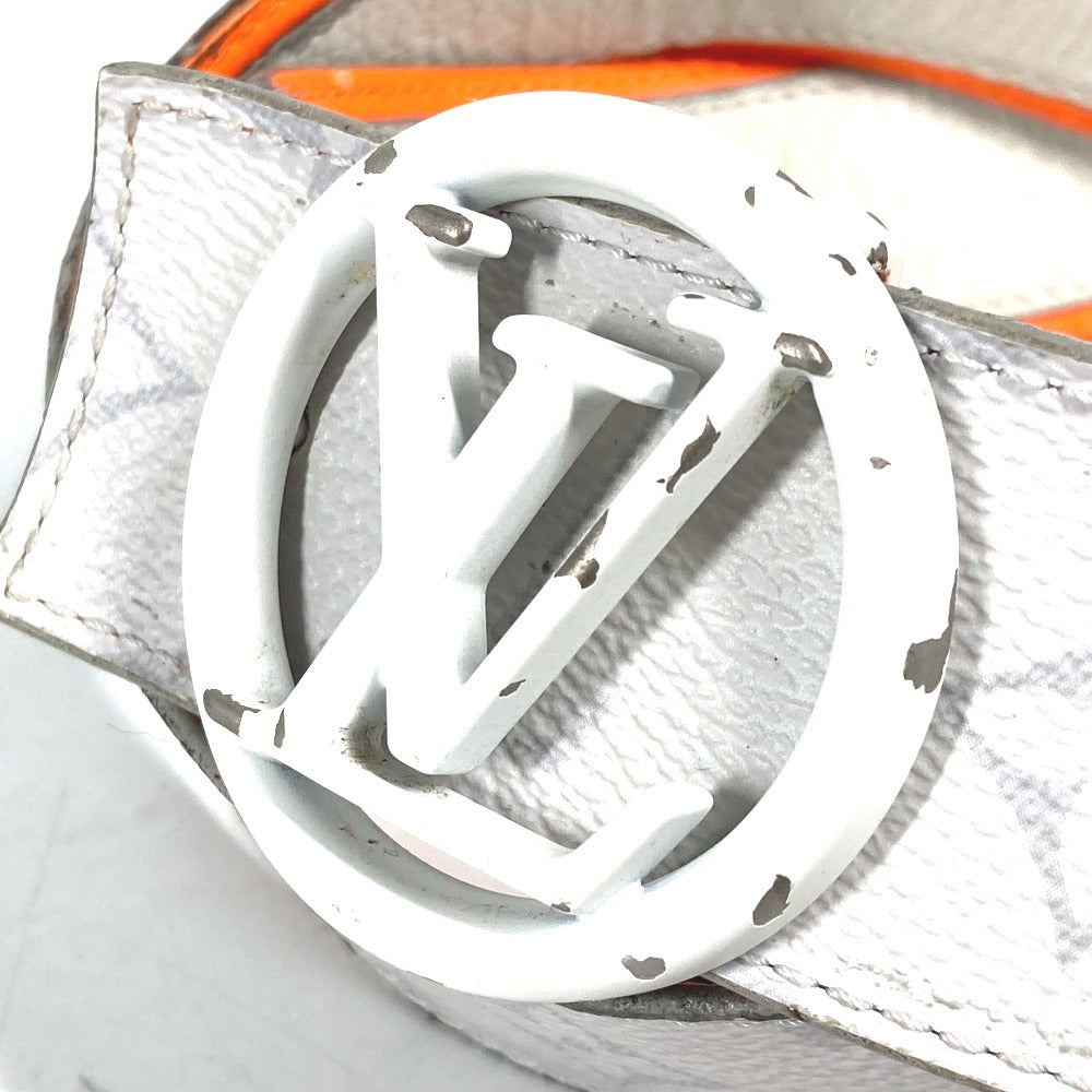 LOUIS VUITTON belt M0169S Monogram canvas white Monogram Santur LV Circle Initial mens 100 Used Authentic