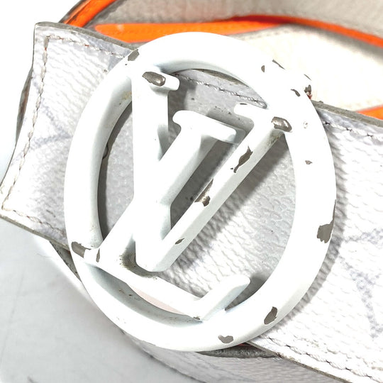 LOUIS VUITTON belt M0169S Monogram canvas white Monogram Santur LV Circle Initial mens 100 Used Authentic