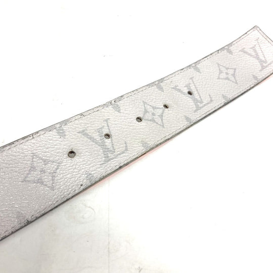 LOUIS VUITTON belt M0169S Monogram canvas white Monogram Santur LV Circle Initial mens 100 Used Authentic