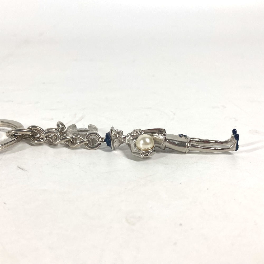 CHANEL key ring metal Silver CC COCO Mark Coco D'or Coco Chanel Camellia Fake Pearl Women Used Authentic