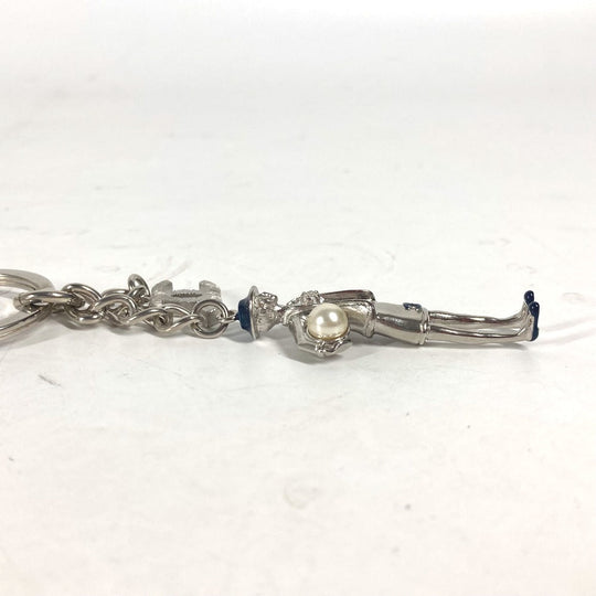 CHANEL key ring metal Silver CC COCO Mark Coco D'or Coco Chanel Camellia Fake Pearl Women Used Authentic
