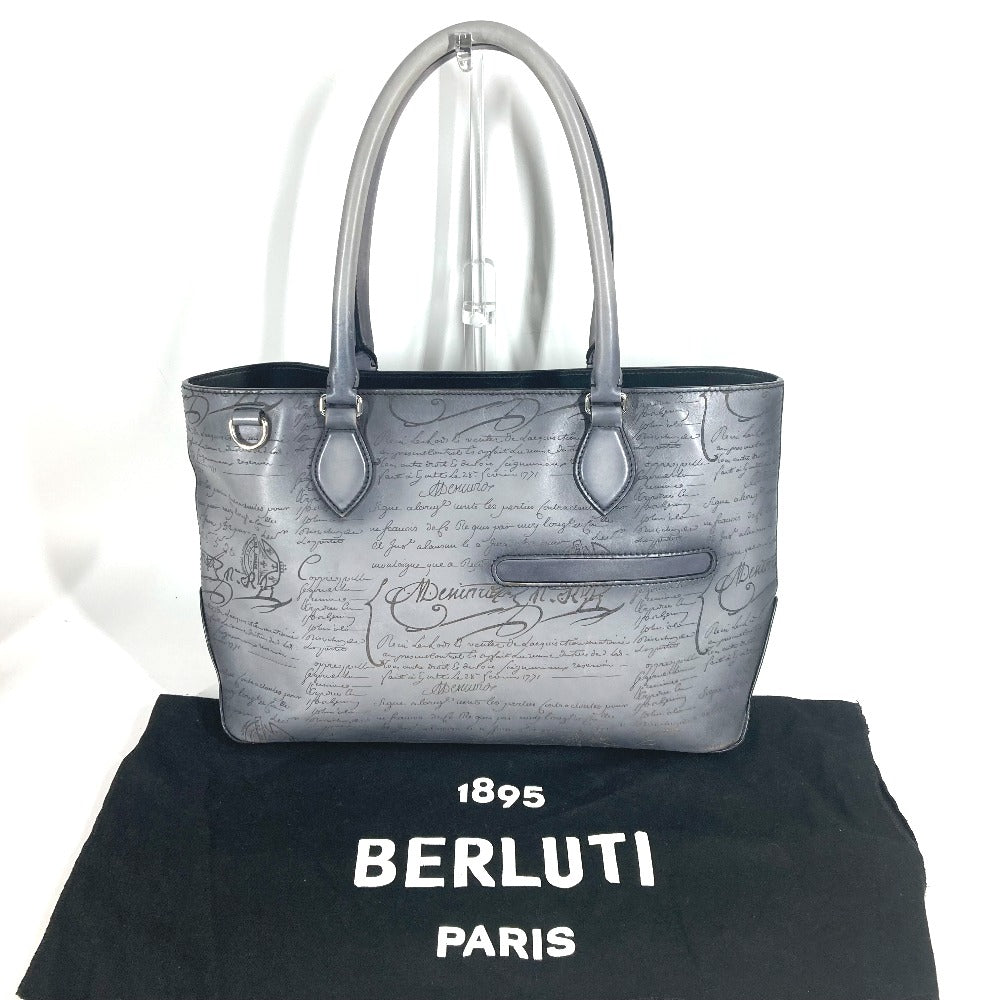 Berluti Business bag UO223P , Scritto Leather gray Toujours Mini Neo Scritto mens Used Authentic