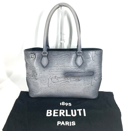 Berluti Business bag UO223P , Scritto Leather gray Toujours Mini Neo Scritto mens Used Authentic