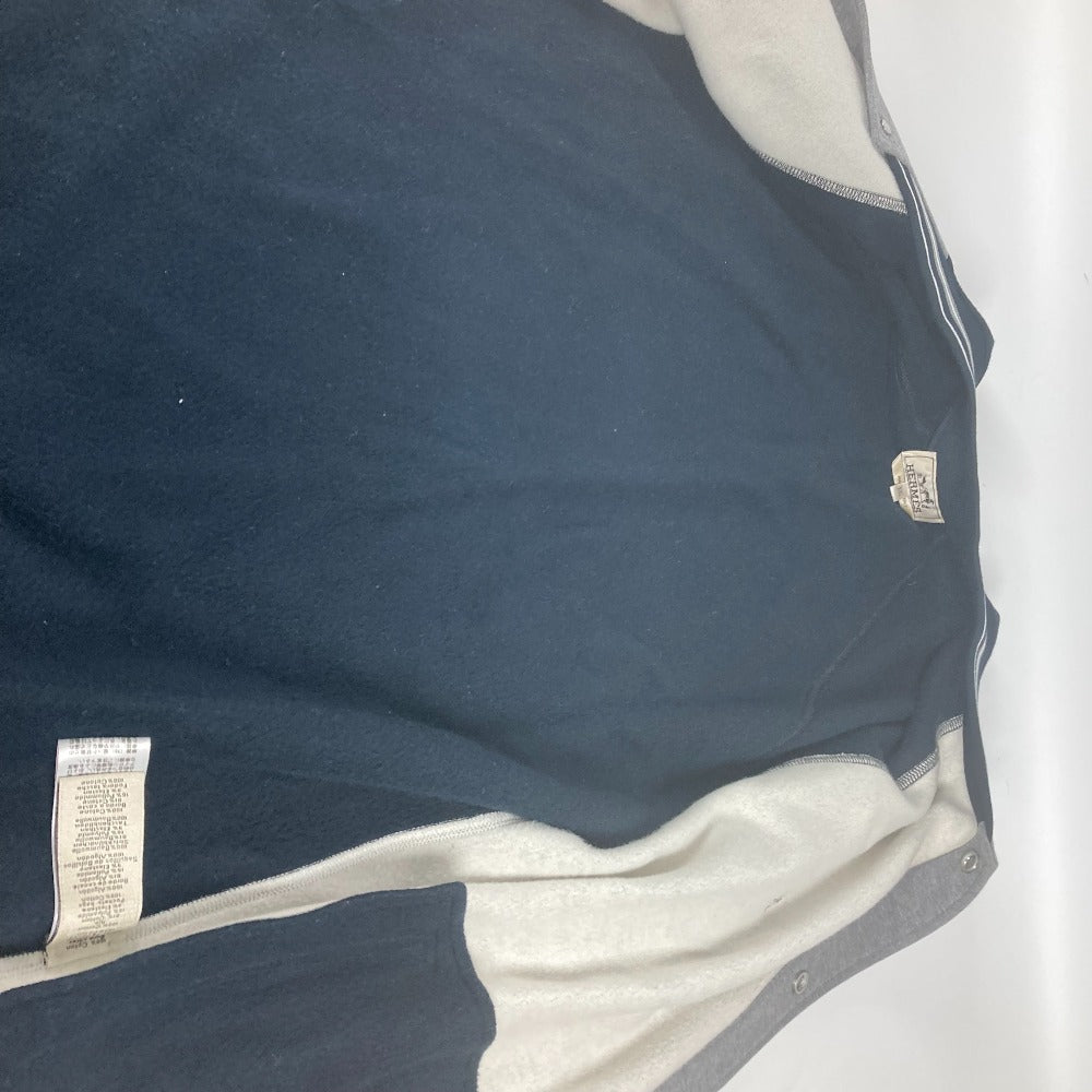 HERMES Jacket cotton gray Bicolor serie logo Teddy Blouson Stadium Jumper mens XXL Used Authentic