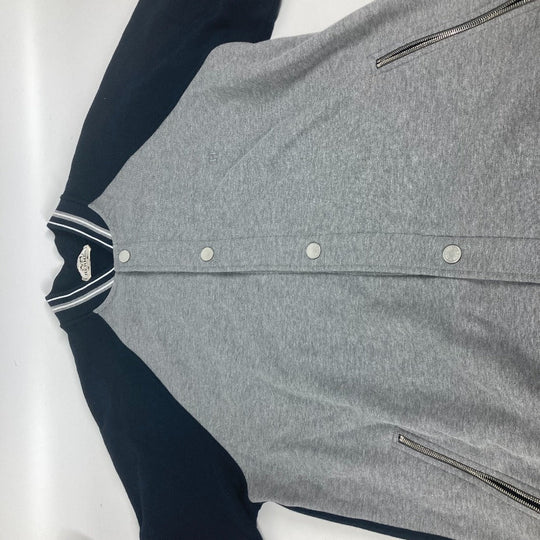 HERMES Jacket cotton gray Bicolor serie logo Teddy Blouson Stadium Jumper mens XXL Used Authentic