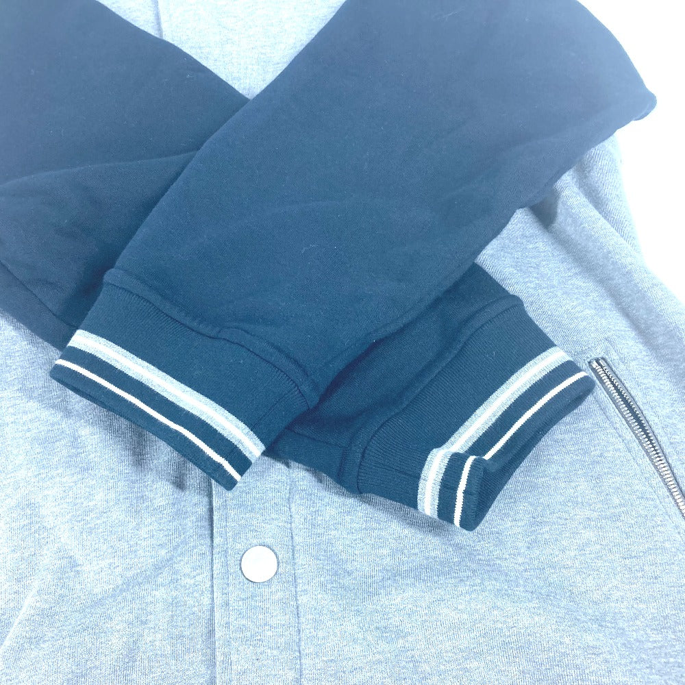 HERMES Jacket cotton gray Bicolor serie logo Teddy Blouson Stadium Jumper mens XXL Used Authentic