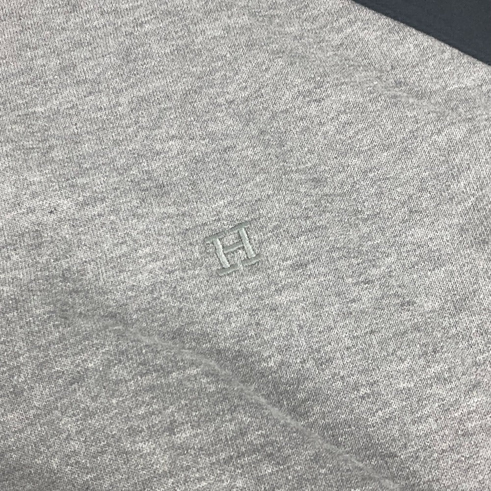 HERMES Jacket cotton gray Bicolor serie logo Teddy Blouson Stadium Jumper mens XXL Used Authentic