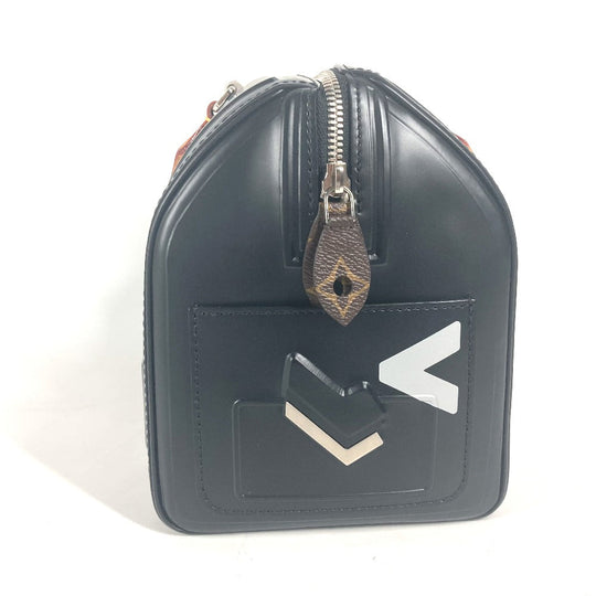 LOUIS VUITTON Handbag leather black Space Collection Speedy 25 mens Used Authentic