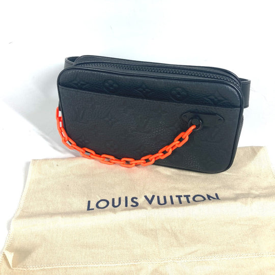 LOUIS VUITTON Waist bag M53550 leather black Sling bag Pochette Volga mens Used Authentic